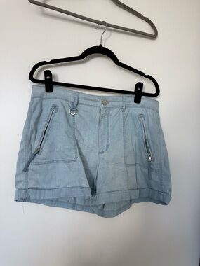 White House Black Market Light Blue Denim Zip-Pocket Shorts